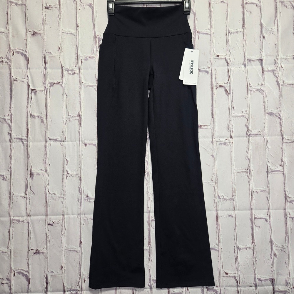 RBX Yoga Bootcut Pants Black High Waist Soft Touch Activewear Pockets Womens XS